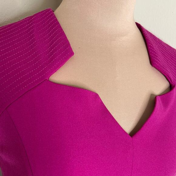 Tahari ASL Star Neck Sheath Dress 4 Womens Wild Berry Knee Length Work Career - Picture 6 of 11